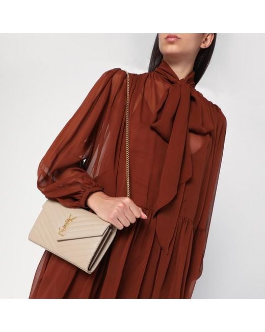 Saint Laurent Natural Cassandre Chain Clutch