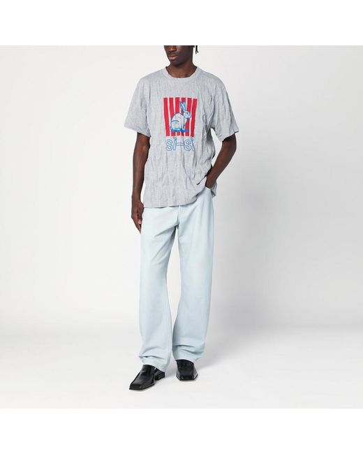 T-Shirt En Jersey De Coton Froissé Avec Imprimé Bottega Veneta pour homme en coloris White