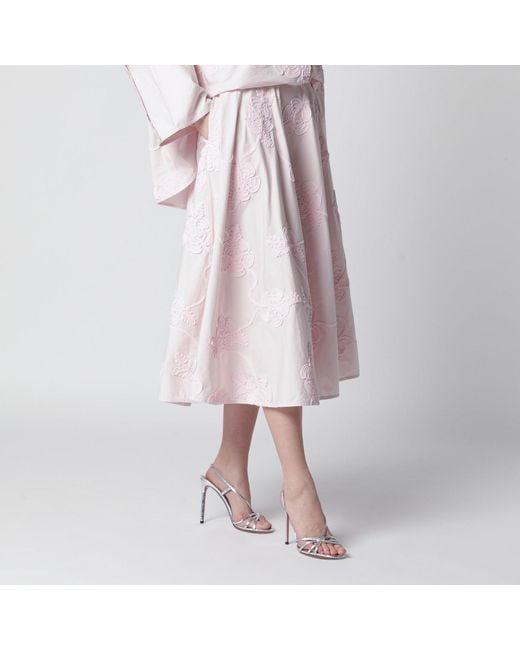 ROTATE BIRGER CHRISTENSEN Pink Orchid Skirt With Floral Embroidery