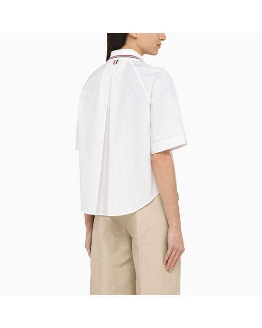 Thom Browne White Short Sleeved Shirt With Patch