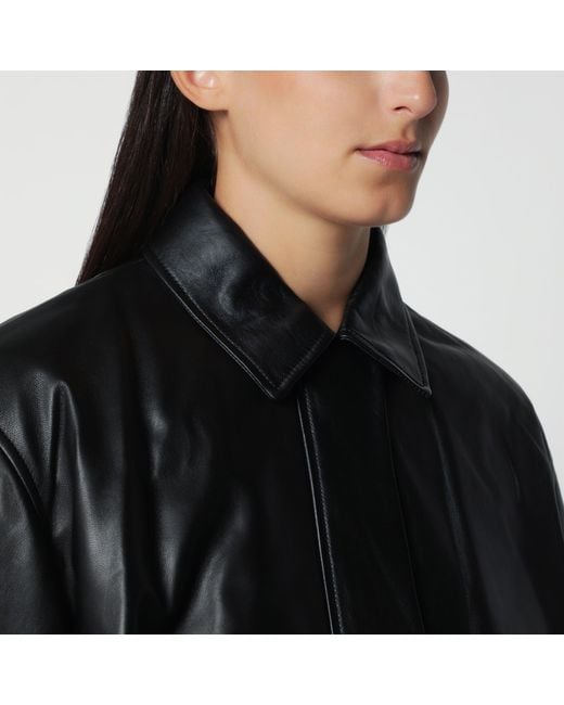 Arma Black Melis Leather Bomber Jacket