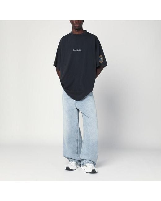 T-shirt uniform merch in pile dry nera slavata di Balenciaga in Blue da Uomo