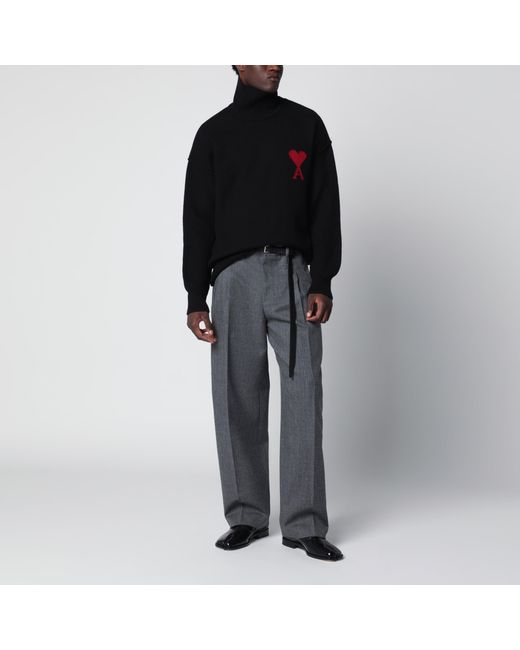 AMI Black Ami De Coeur Turtleneck Sweater for men