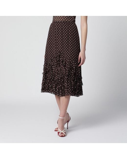 Valentino Black Silk Skirt With Plusdepois Motif