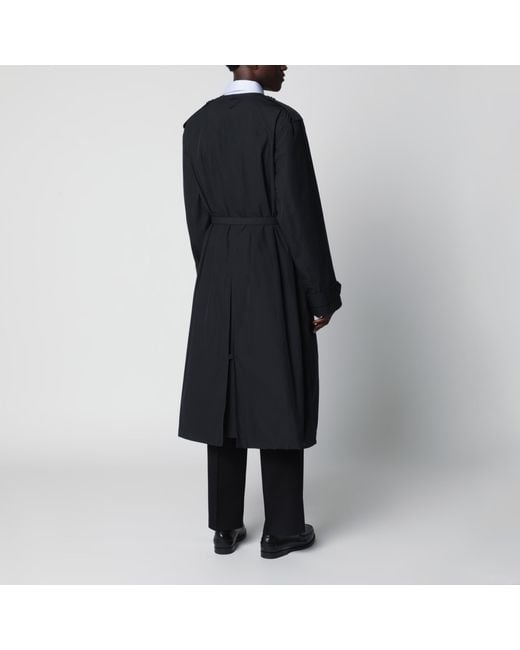 Prada Black Double-Breasted Cotton-Blend Trench Coat for men