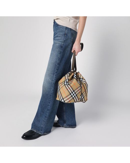 Burberry Multicolor Medium Bucket Bag With Check Pattern