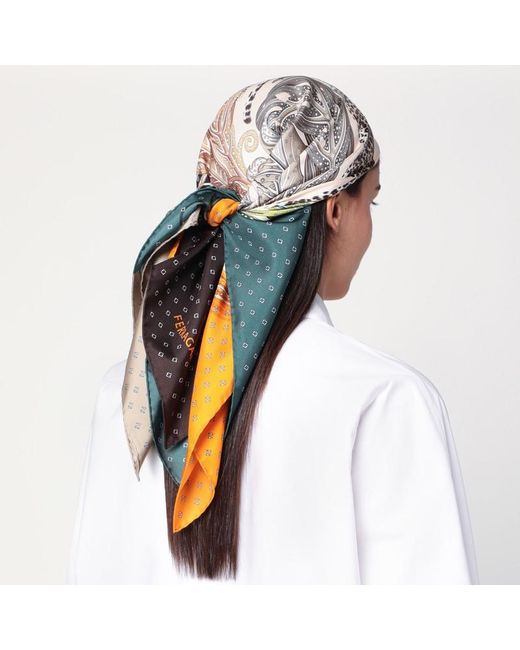 Ferragamo Multicolor Silk Scarf Madras Print