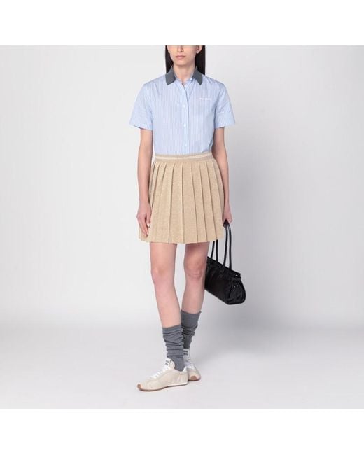 Minijupe Plissée Or En Lurex Miu Miu en coloris Natural