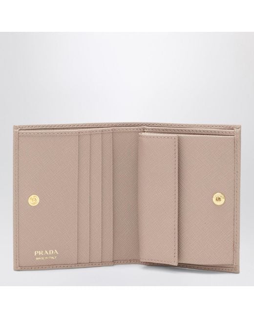 Prada Brown Small Powderpink Saffiano Wallet