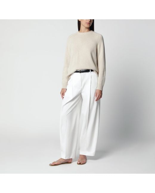 Loro Piana Natural Mélange Cashmere Crewneck Sweater