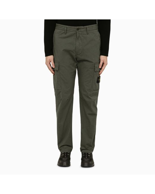 Stone Island Musk Green Regular Trousers In Cotton for men