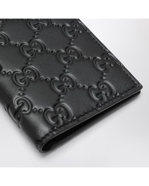 Gucci Black Gg Emblem Vertical Card Holder for men