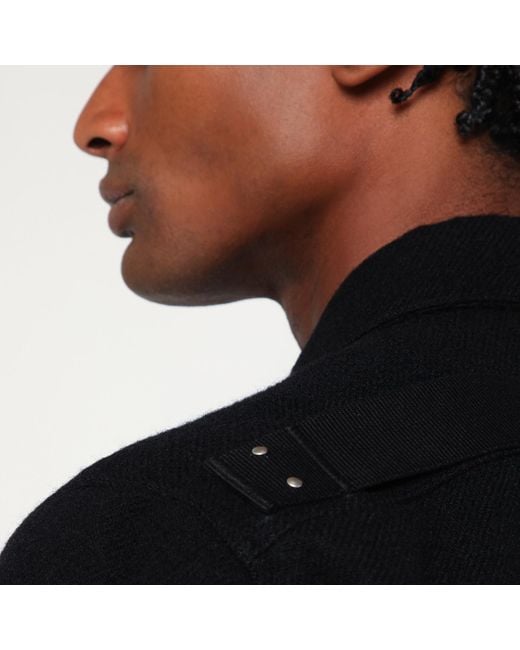 Rick Owens Black Wool Cropped Jacket With Zip for men