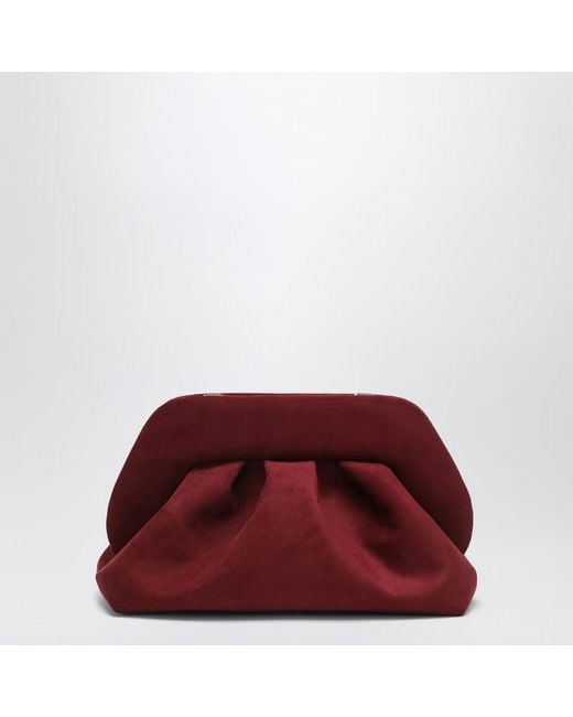 THEMOIRÈ Red Tia Clutch Plum Suede Effect