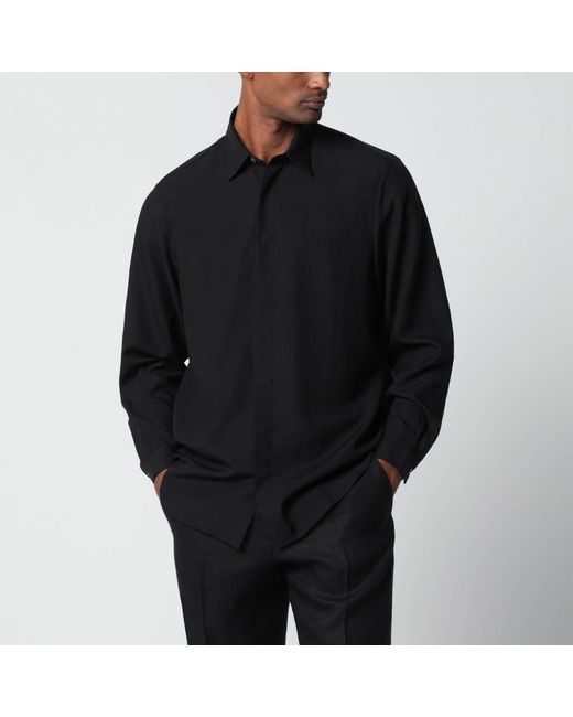 Lardini Black Linen Blend Shirt for men
