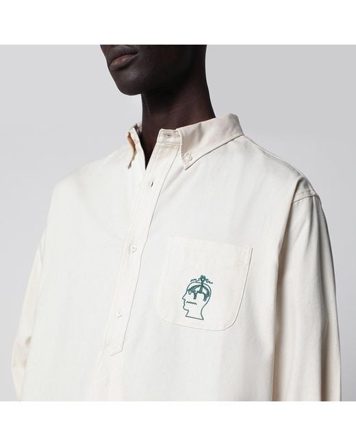 Brain Dead White Ivory Button-Down Cotton Shirt for men