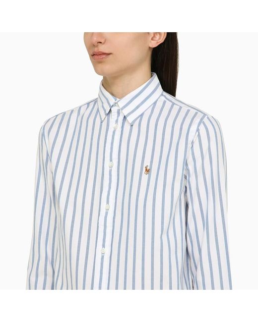 Camicia oxford bianca a righe relaxed-fit di Polo Ralph Lauren in Blue
