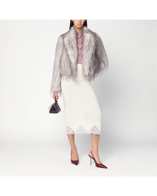 GIUSEPPE DI MORABITO Natural Gonna Tube With Lace And Rhinestones