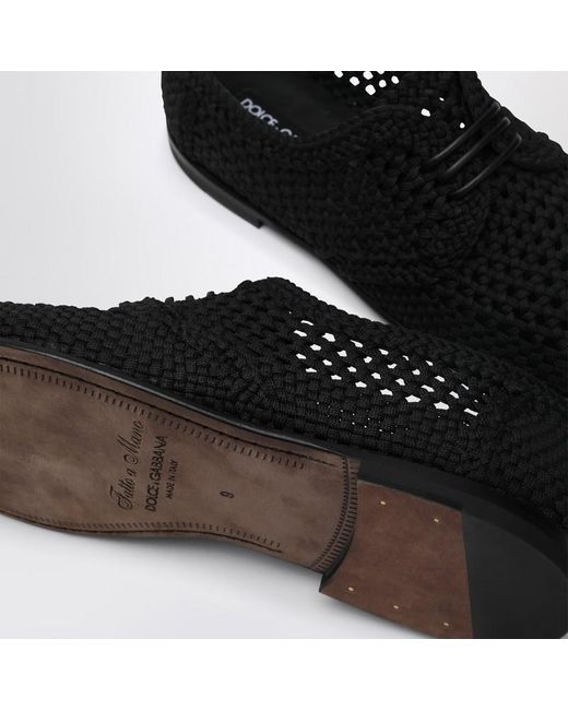 Dolce & Gabbana Schwarzer Gewebter Stoff Derby in Black für Herren