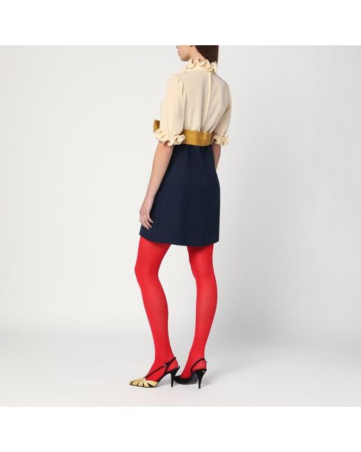 Valentino Blue Mini Dress With Ruffles And Bow