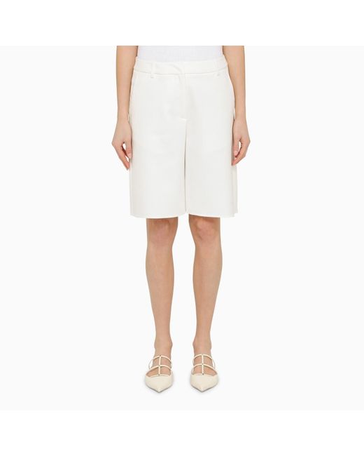 Valentino White Cotton Bermuda Shorts