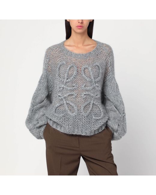 Loewe Gray Anagram Melange Mohair Sweater