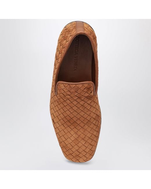 Bottega Veneta Brown Light Intrecciato Suede Palazzo Slippers