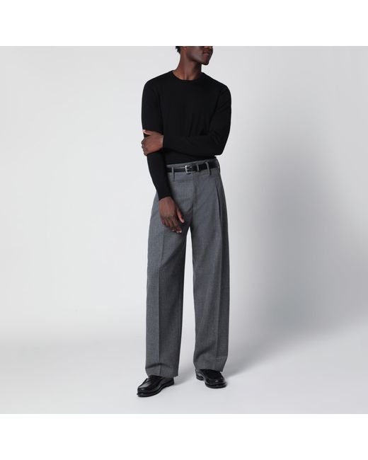 Drumohr Black Wool Crew-Neck Sweater for men