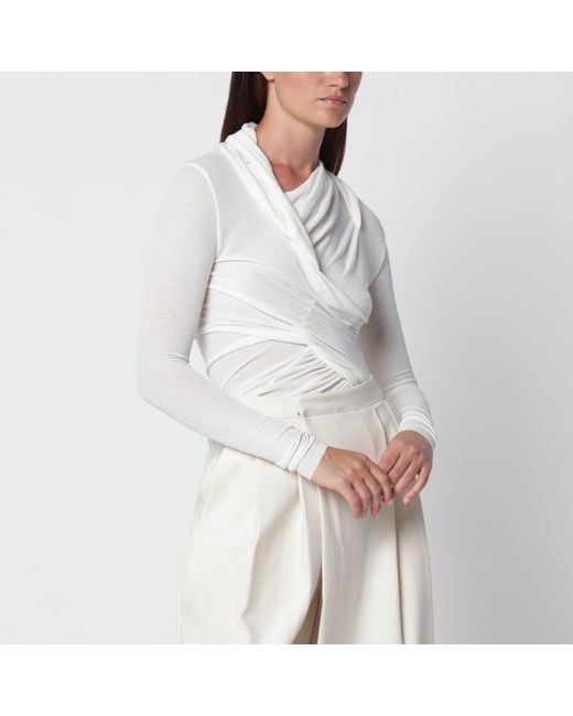 Source Unknown White Ivory Draped Jersey Top