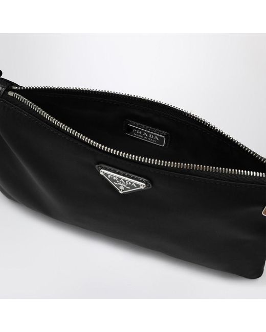 Pouch nera in re-nylon e saffiano di Prada in Black da Uomo