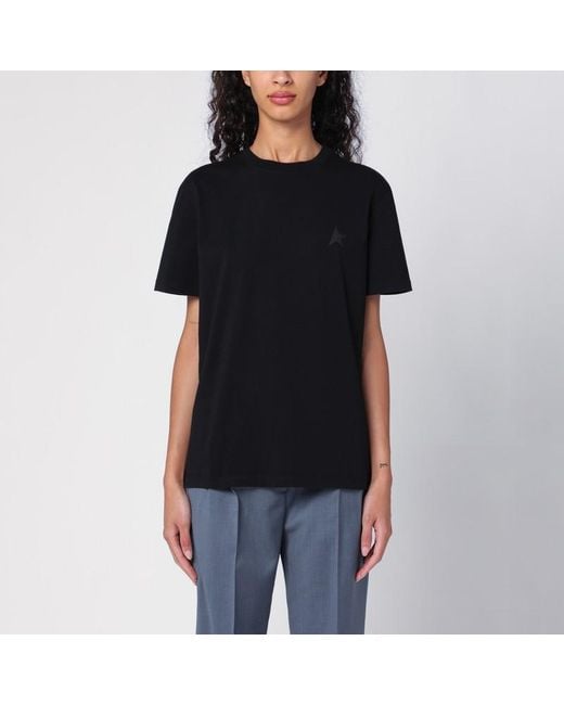 Golden Goose Deluxe Brand Black Schwarzes T-Shirt Star Mit Rundhalsausschnitt