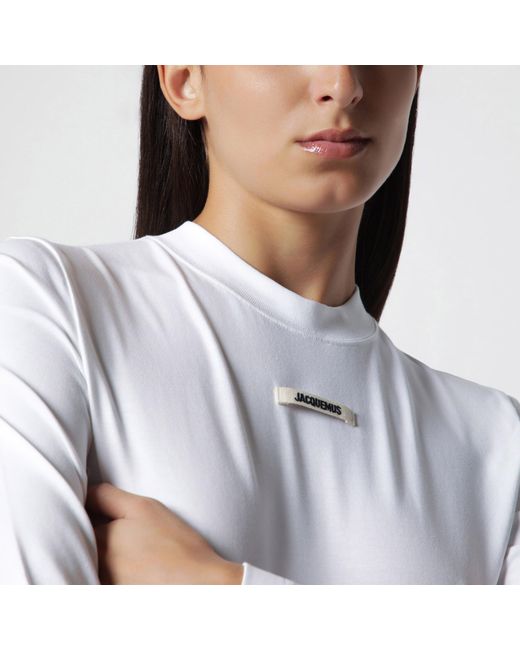 Jacquemus White Le Gros Grain Long-Sleeve Stretch Cotton T-Shirt