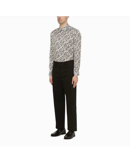 PT Torino White Viscose Striped Shirt for men