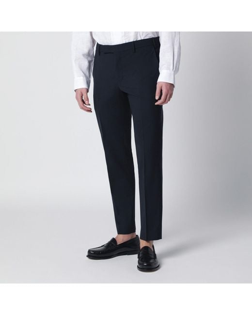 PT Torino Blue Wool Blend Trousers for men