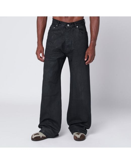 Rick Owens Wide-leg Waxed Denim Jeans in Black for Men | Lyst UK