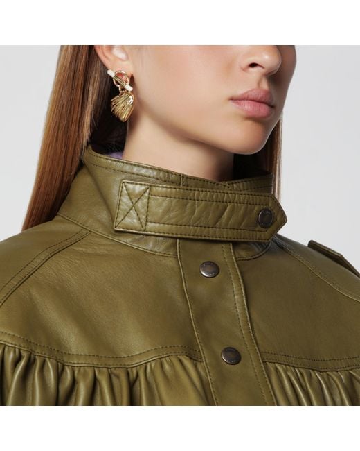 Chloé Green Eucalyptus Cropped Jacket With Leather Belt