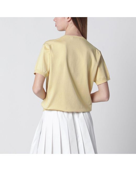 Prada Natural Cream-Colored Silk-Blend Sweater With Logo