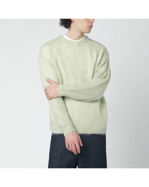 Auralee Green Light Brushed Mohair-Blend Sweater for men
