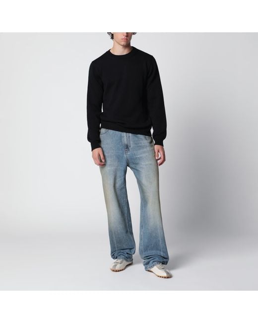 Roberto Collina Black Wool Crew-Neck Sweater for men