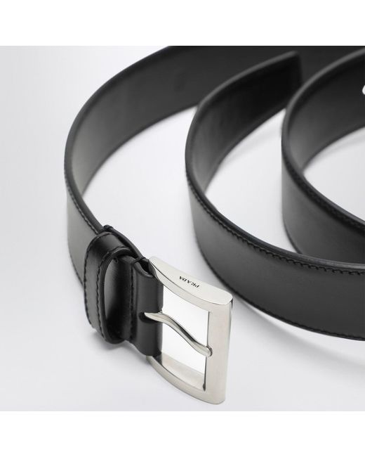Prada Black Schwarzer Ledergürtel