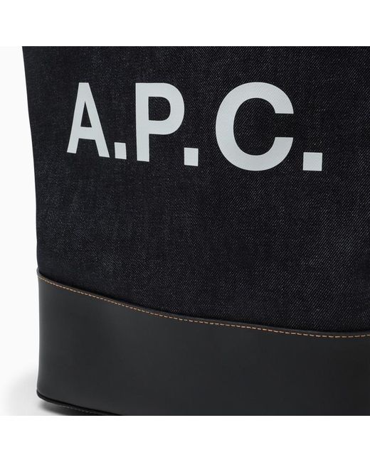 Borsa tote in denim con logo di A.P.C. in Black da Uomo