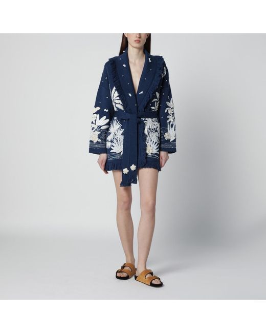 Alanui Blue Postcard From Paradise Cardigan Deep/ Pearl