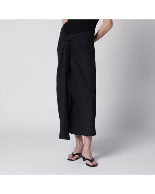 Rohe Black Sarong-Effect Skirt