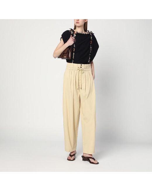 Isabel Marant Natural Wide Inaya Trousers Ã‰Cru With Gathers