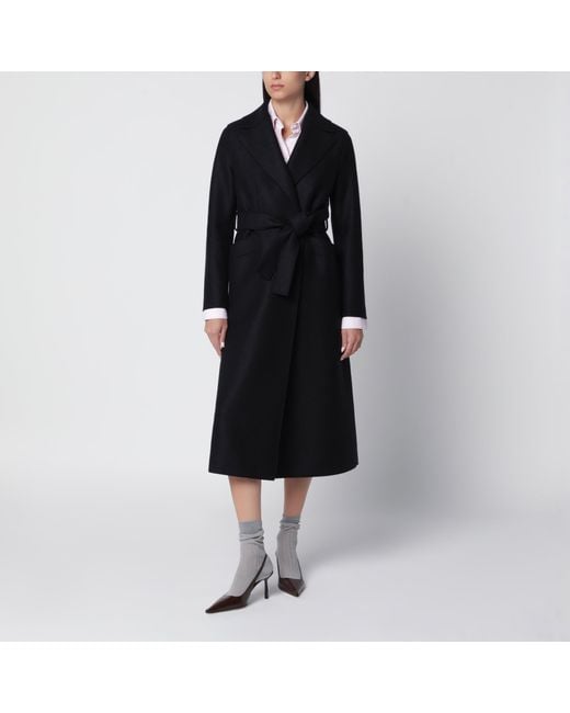 Harris Wharf London Black Wool Wrap Mini Coat