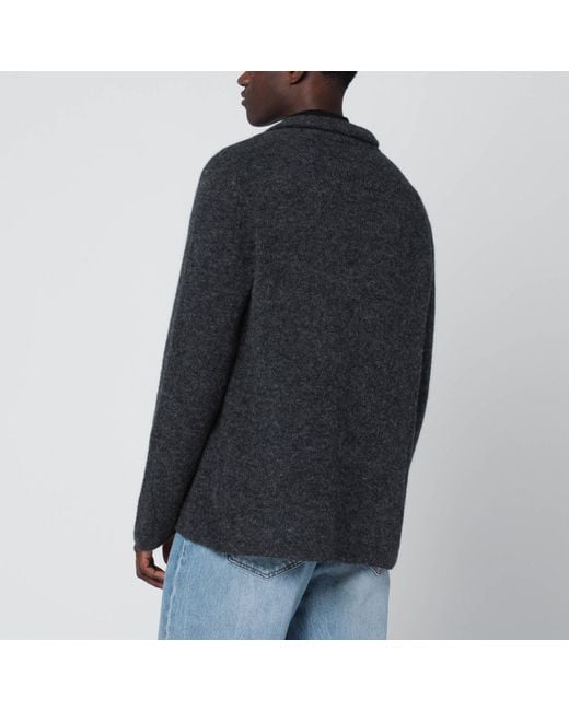 Roberto Collina Black Anthracite Jacket Style Cardigan for men