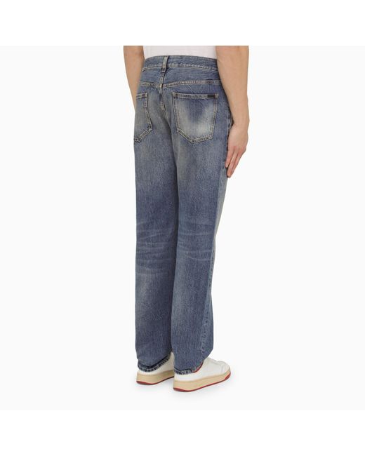Saint Laurent Blue Washed Denim Jeans for men