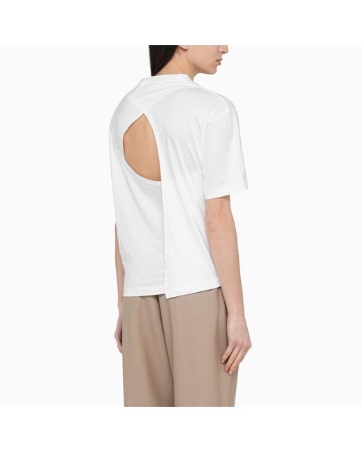 T-shirt bianca in cotone con dettaglio posteriore di Calvin Klein in White