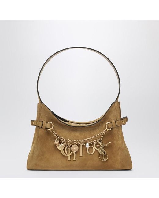 Borsa hobo charms kaki in suede di Chloé in Brown