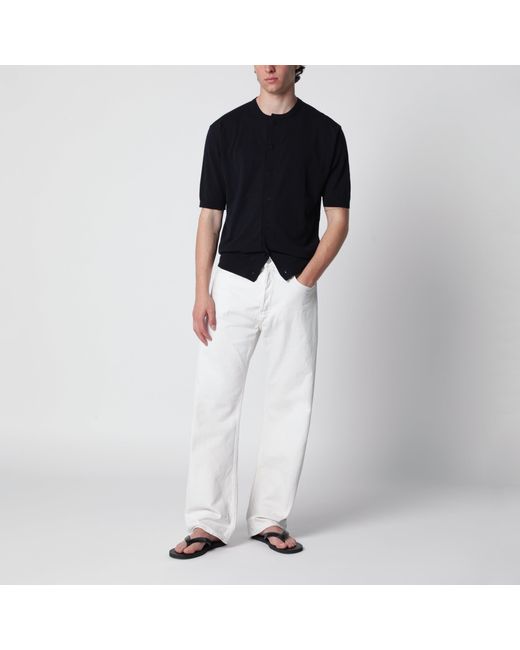 Auralee Black Cotton Button-Up Sweater for men
